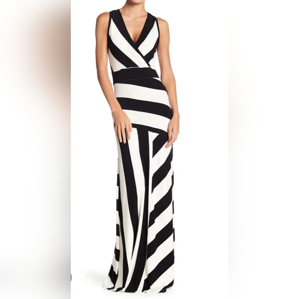 Go Couture Black and White Striped Maxi Dress